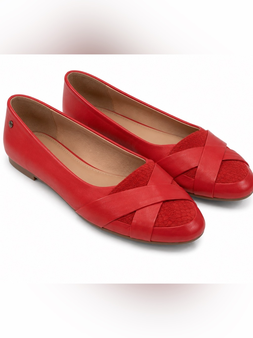 UGG Women's Red Crisscross Ballet Flats
